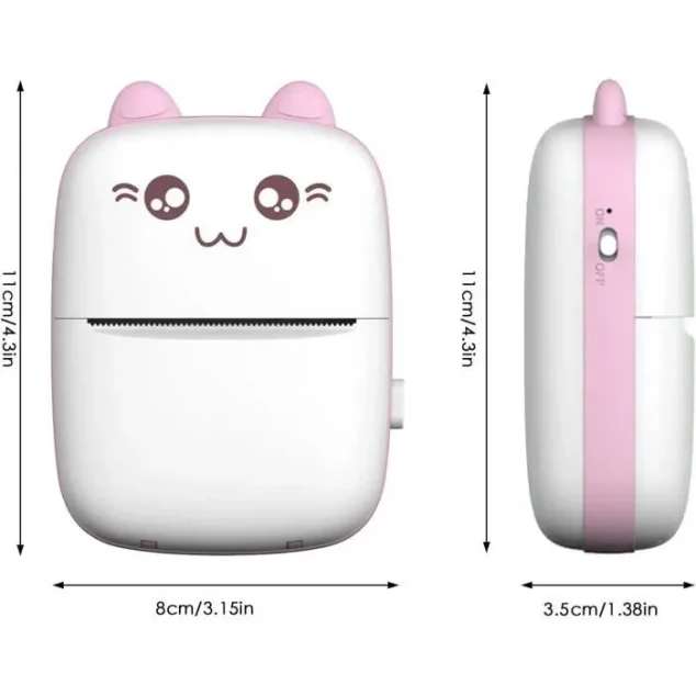 Mini imprimante thermique Bluetooth style chat avec 4 rouleaux