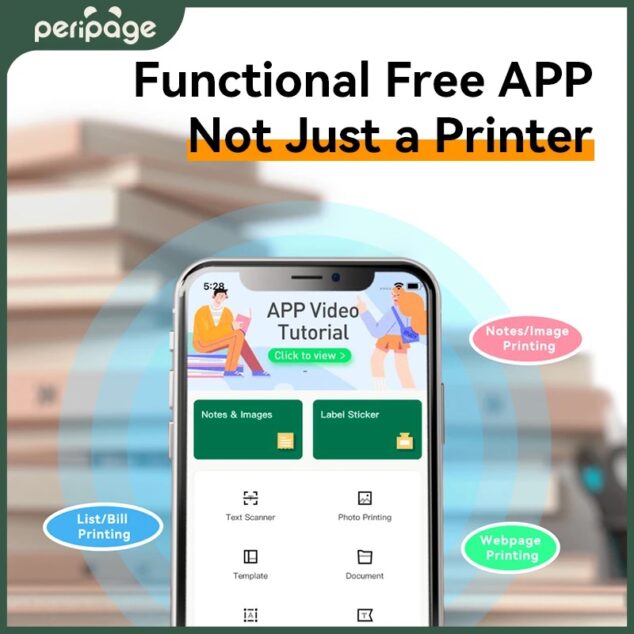 Mini Imprimante Papier A4 Portable Bluetooth Sans Fil - Transfert Thermique